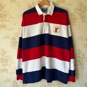Vintage 90s USA Rugby Union Polo | Striped Columbiaknit Longsleeve | Size L/XL